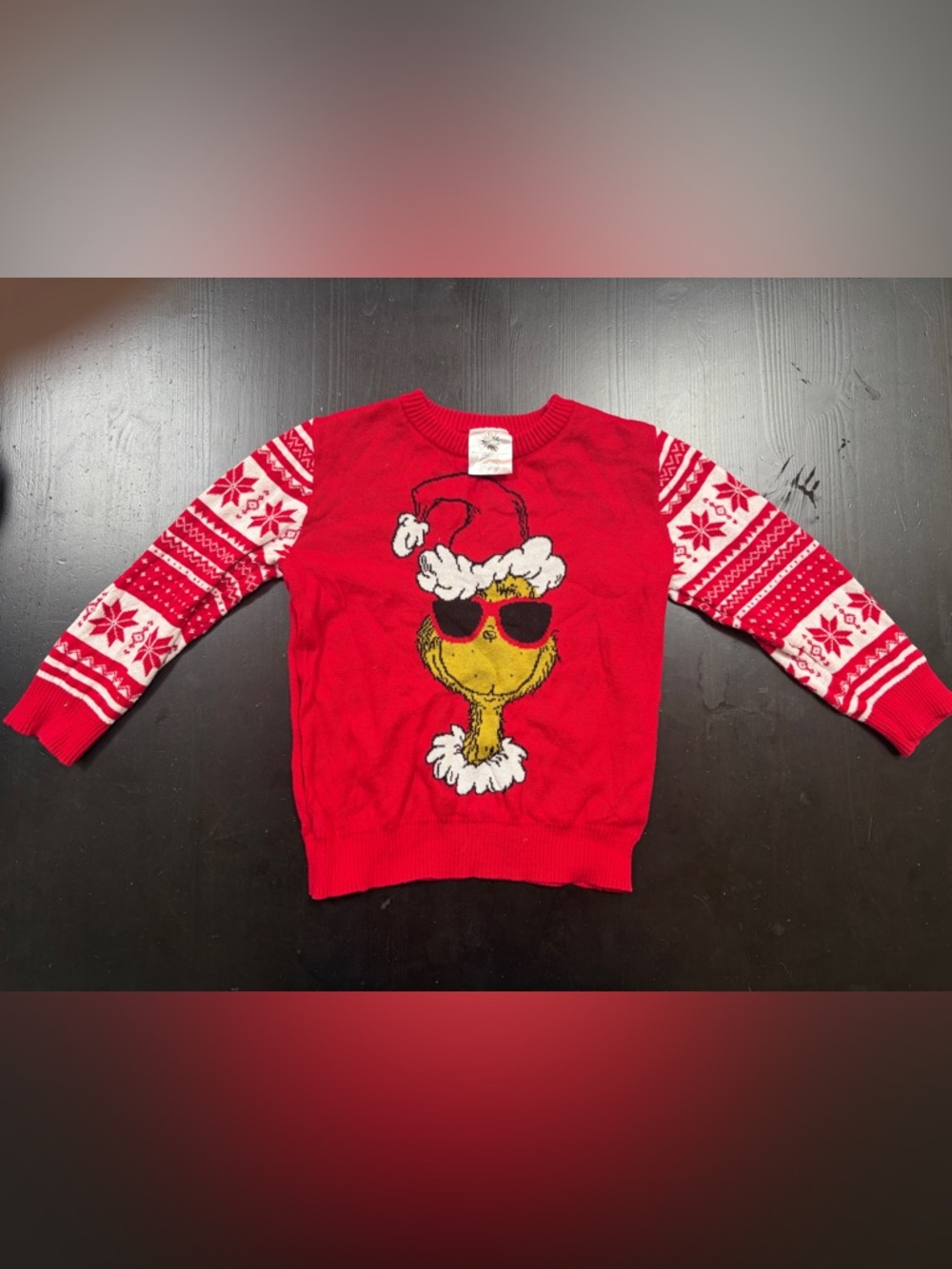 Kids Red Grinch Graphic Holiday Sweater - Unbranded